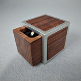 DPCustoms Cube Engagement Ring box Featuring Walnut Inlays