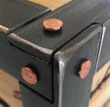 Iron Clad - Cube Steel and Pine Lichtenberg Tabletop Scultpure