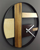 Modern ZebraWood and Steel Round Wall Clock