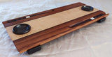 Two Person Sushi Board with Sauce Dishes - Zebrawood and Figured Maple