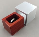 Cube Metal Engagement Ring Box - Brushed Aluminum and African Padauk