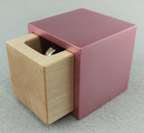 Modern Cube Engagement Proposal Ring Box- Pink Aluminum and Maple