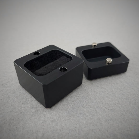 DPCustoms Magnetic Ultra Mini Pocket-Sized Cube Engagement Ring Box w/ Beveled Edges (Black Anodized)