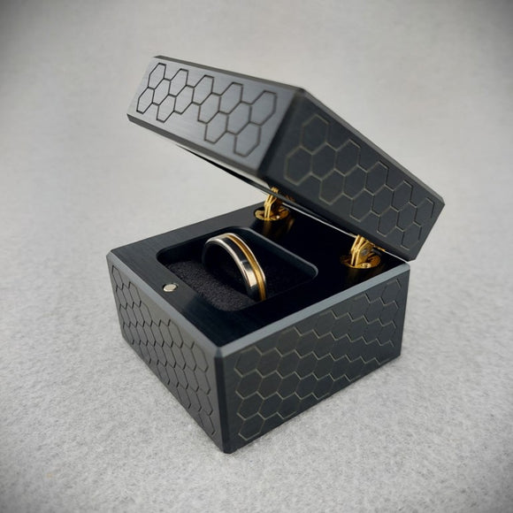 Limited Edition Black Honeycomb All Metal Ring Box