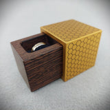 Special Edition Honeycomb Cube Engagement Ring Box- Gold Anodized with Wenge