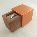 Modern Cube Engagement Proposal Ring Box- Copper Anodized Aluminum and Black Walnut