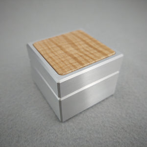 The Classic Solid Metal Engagement Ring Box Featuring Wood Inlay