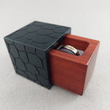 Special Edition Cube Engagement Ring Box- Gunmetal Anodized Cracked Desert and Padauk