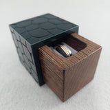 Special Edition Cube Engagement Ring Box- Gunmetal Anodized Cracked Desert and Wenge