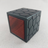 Special Edition Cube Engagement Ring Box- Gunmetal Anodized Cracked Desert and Padauk