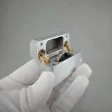 DPCustoms Slim Pocket Sized Engagement Ring Box In Brushed Aluminum and Brass