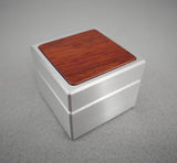 The Classic Solid Metal Engagement Ring Box Featuring Wood Inlay