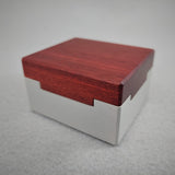 Castle Ring Box in Brushed Aluminum and Bloodwood