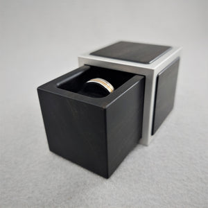 DPCustoms Cube Engagement Ring Box Featuring Aluminum and Gaboon Ebony