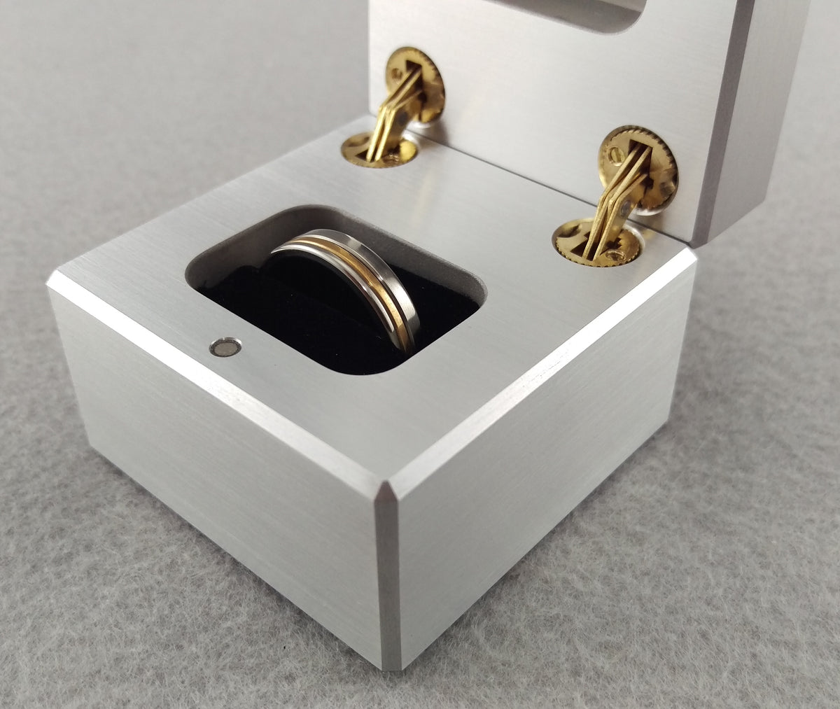 Extra Large Custom Solid Metal Engagement Ring Box w/ Figured Maple In ...