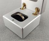 Extra Large Custom Solid Metal Engagement Ring Box w/ Figured Maple Inlay