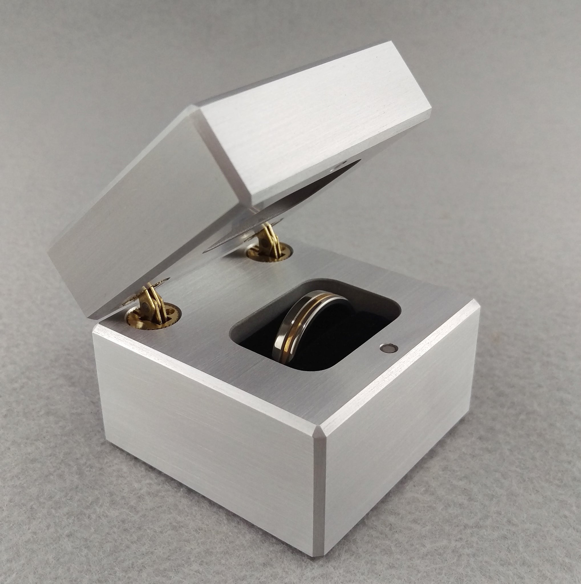 The Classic Solid Metal Engagement Ring Box Featuring Wood Inlay ...