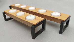 Tea Light Tray Set - Fir and Steel Box Leg