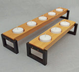 Tea Light Tray Set - Fir and Steel Box Leg
