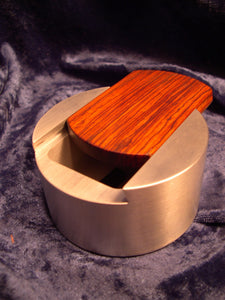 Metal Cylinder Ring Box with Dovetail Cocobolo Lid