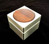 Classic Modern Metal Engagement Ring Box with Cocobolo Inlay