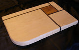 Wooden cutting board, white maple wood with pinwheel design in jatoba and dark walnut