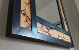 High Voltage Wood and Steel Lichtenberg Vanity Mirror