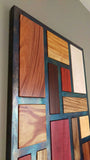 Exotic Wood and Steel Mosaic Wall Art