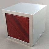 Cube Metal Engagement Ring Box - Brushed Aluminum and African Padauk