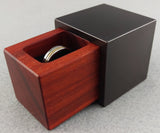 Modern Cube Engagement Proposal Ring Box- Gunmetal Aluminum and African Padauk