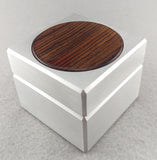 Classic Modern Metal Engagement Ring Box with Cocobolo Inlay
