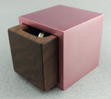 Modern Cube Engagement Proposal Ring Box- Pink Aluminum and Black Walnut