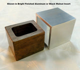 Cube Engagement Ring Box - Bronze Anodized Aluminum and Marble Wood