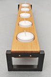 Rustic Wood and Metal Tealight Candle Holder - Tabletop Candle Holder - Fir, Steel, Copper Votive Holder - Candles Included