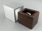 Modern Cube Engagement Proposal Ring Box - Black Walnut and Aluminum