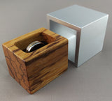 Modern Cube Engagement Proposal Ring Box - Marblewood and Aluminum