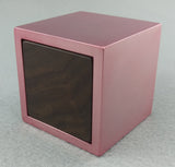 Modern Cube Engagement Proposal Ring Box- Pink Aluminum and Black Walnut