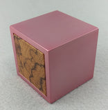 Modern Cube Engagement Proposal Ring Box- Pink Aluminum and MarbleWood