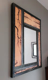 High Voltage Wood and Steel Lichtenberg Vanity Mirror